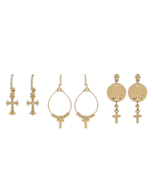 Cross 3 Set Earring