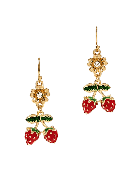 Strawberry w/ Metal Flower Earring