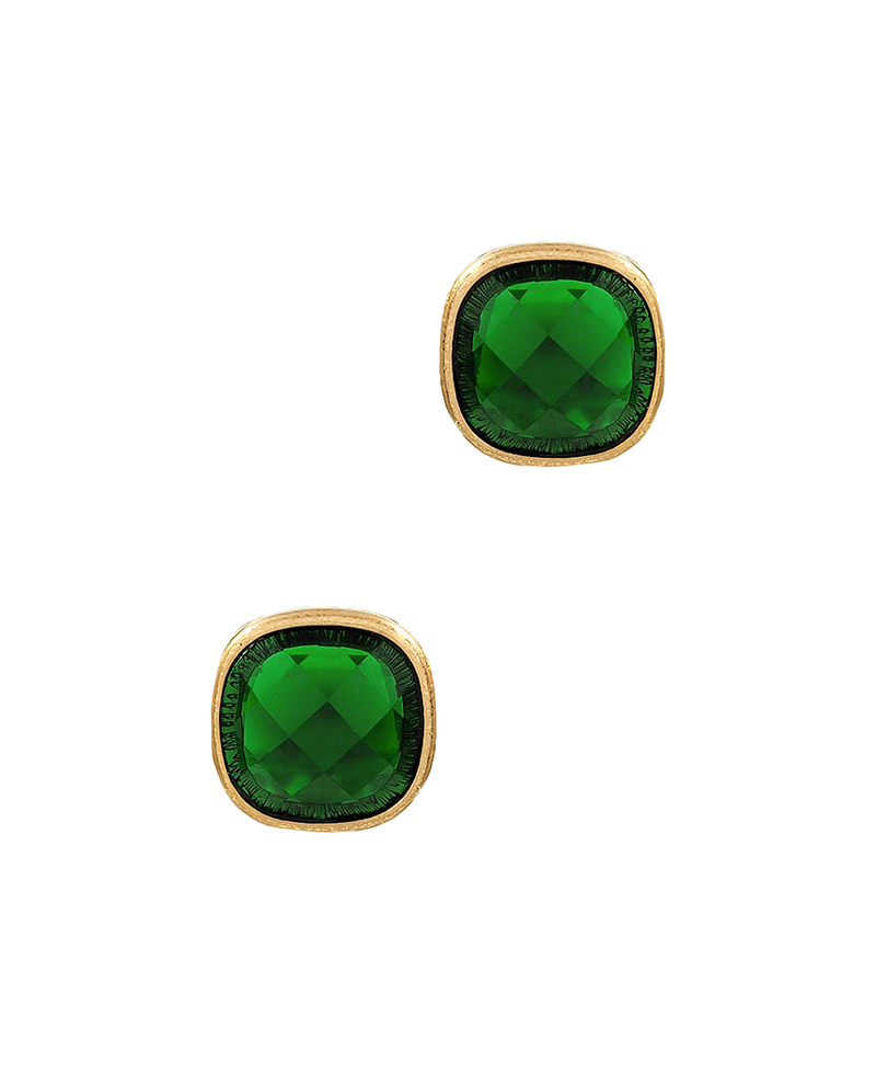 Glass Metal Frame Post Earring