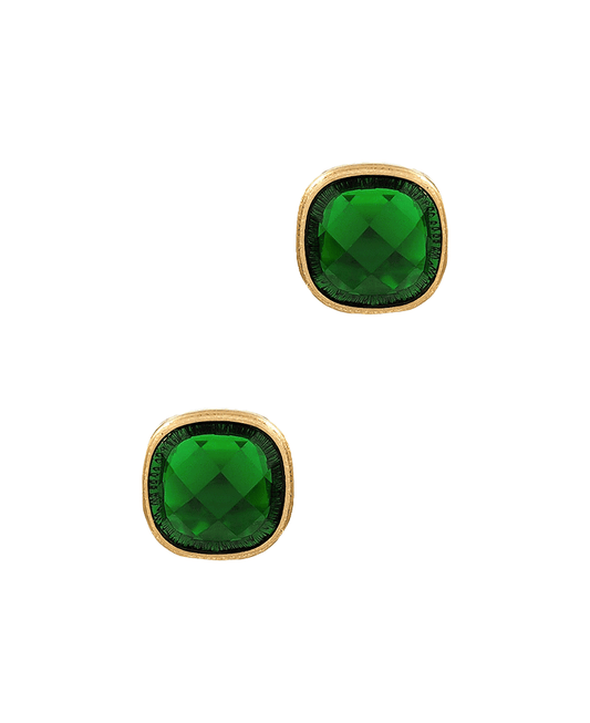 Glass Metal Frame Post Earring