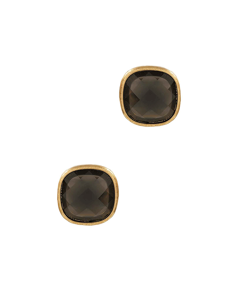 Glass Metal Frame Post Earring