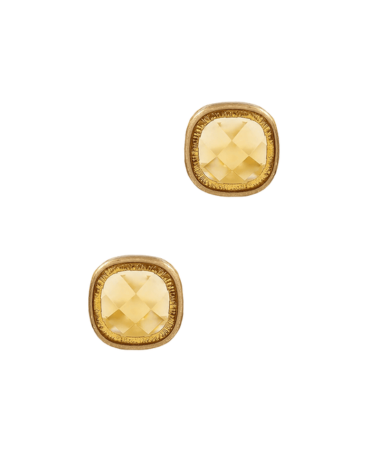 Glass Metal Frame Post Earring