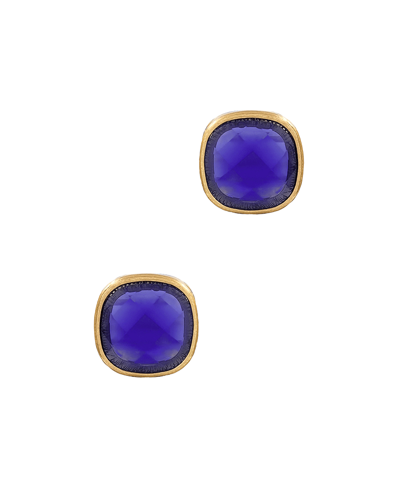 Glass Metal Frame Post Earring