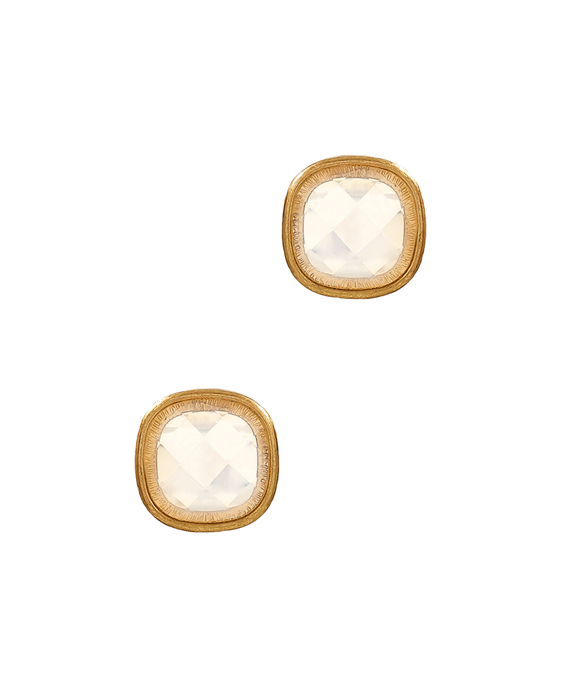 Glass Metal Frame Post Earring