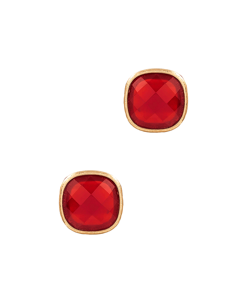 Glass Metal Frame Post Earring