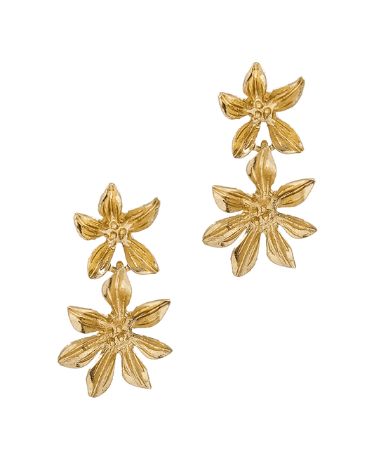 Metal Flower Shape Linked Earring
