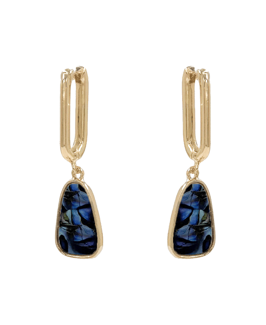 Rectangular Hoop w/ Geo Shape Drop Earring