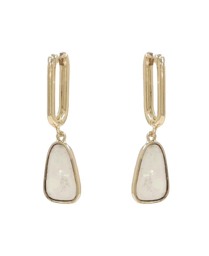 Rectangular Hoop w/ Geo Shape Drop Earring