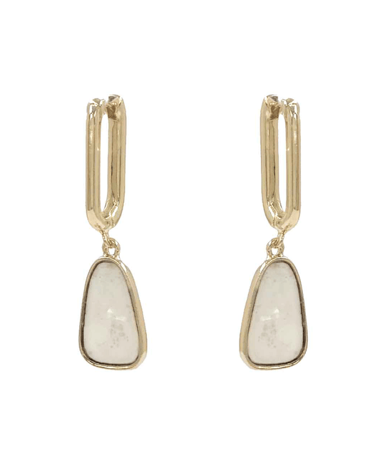 Rectangular Hoop w/ Geo Shape Drop Earring