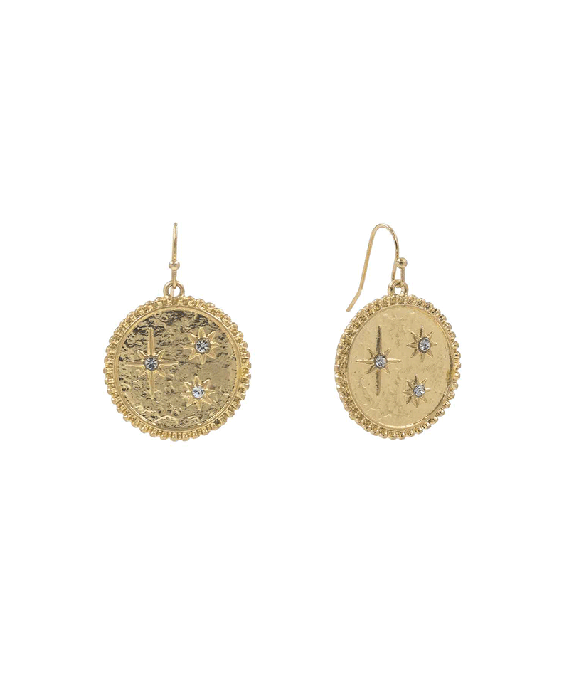 Celestial Starburst Coin Drop Earring
