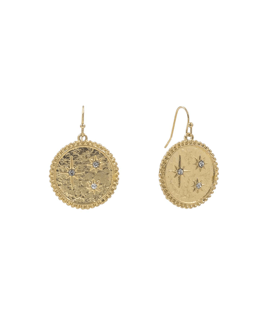Celestial Starburst Coin Drop Earring