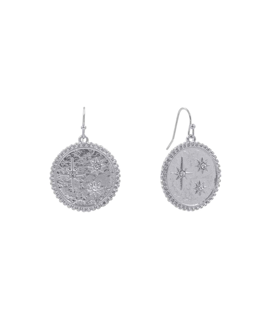 Celestial Starburst Coin Drop Earring