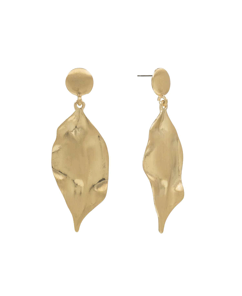 Sculptural Leaf Drop Post Earring