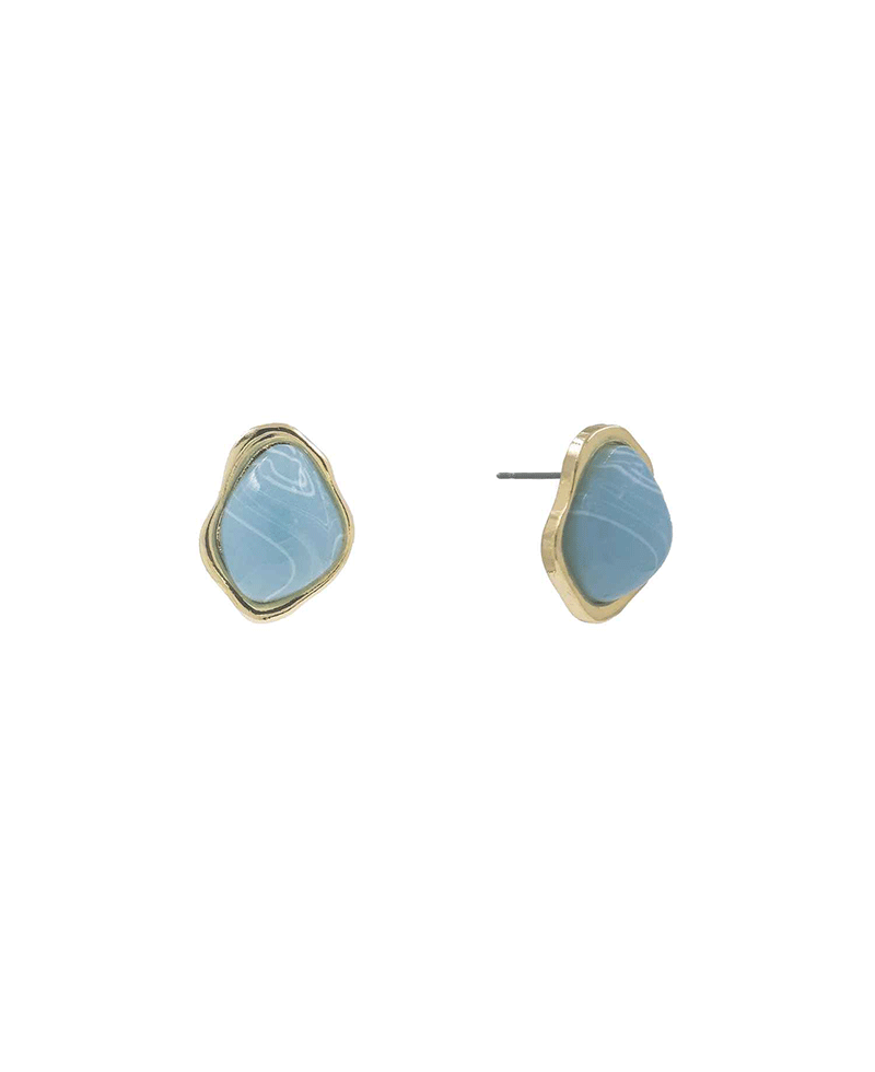 Organic Shape Stone Stud Earring