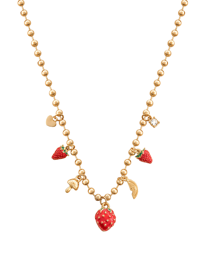 Strawberry w/ Multi Charm Short Necklace