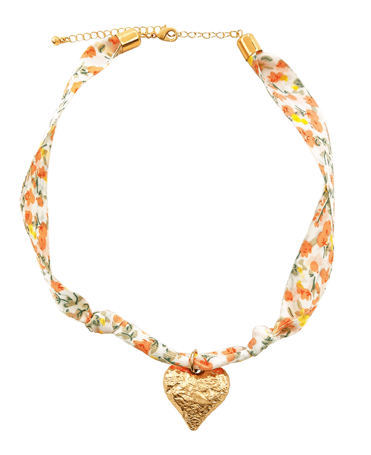 Heart Charm Scarf Necklace