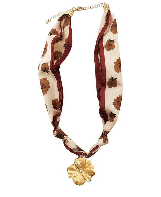 Metal Flower Scarf Necklace