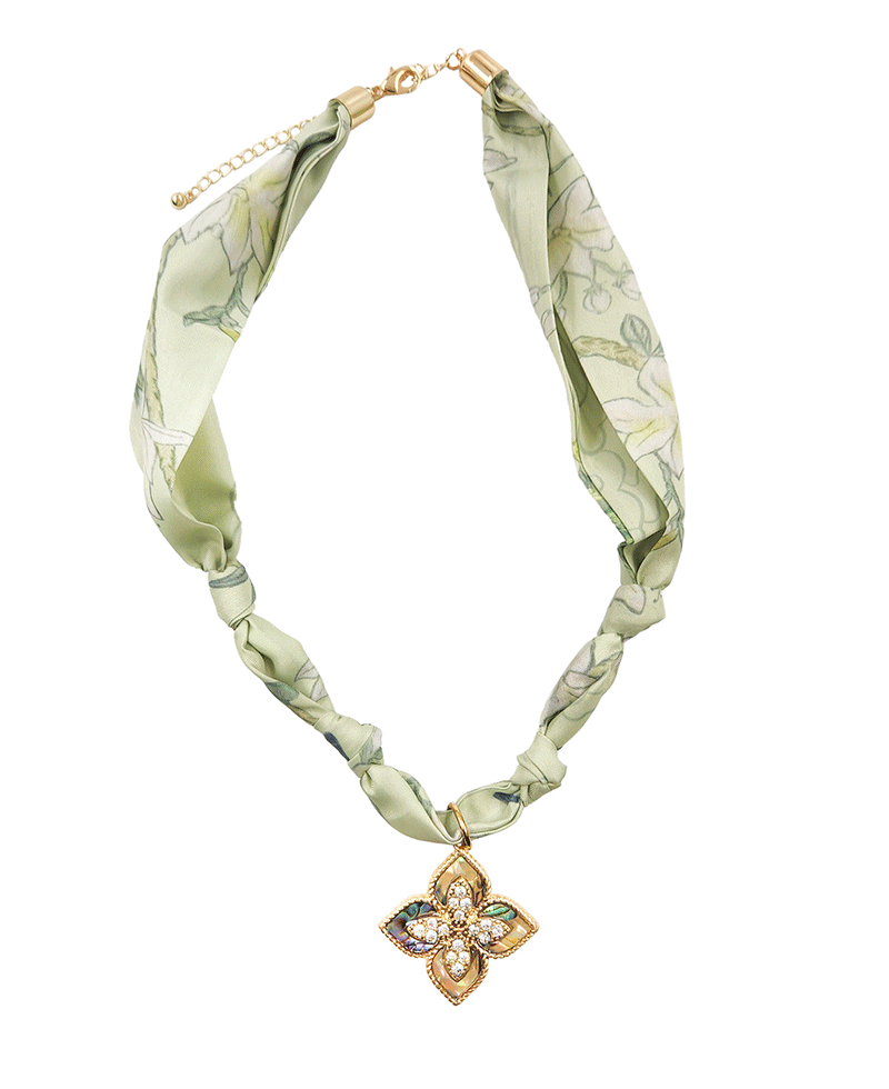 Mop Clover Scarf Necklace