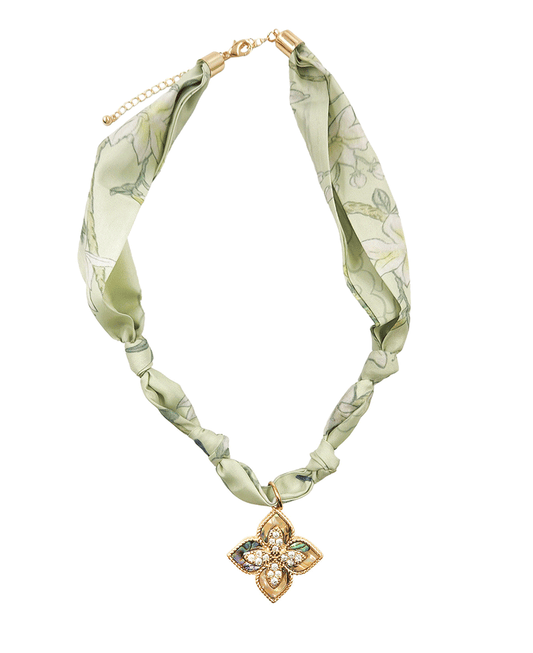 Mop Clover Scarf Necklace