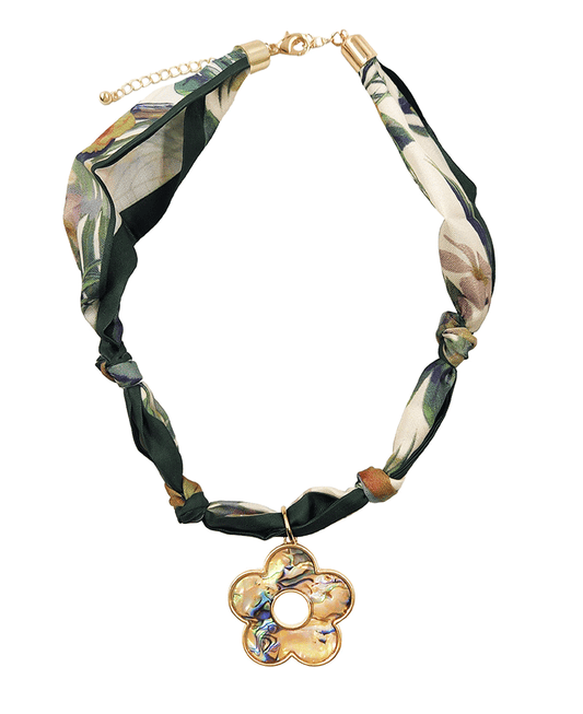 Mop Flower Scarf Necklace