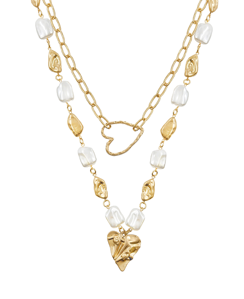 Double Heart Short Necklace