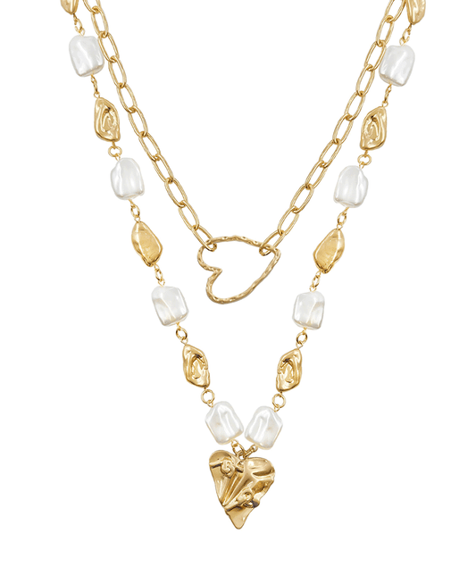Double Heart Short Necklace