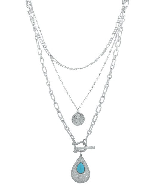 Multi Layered Toggle Clasp & Plated Teardrop Necklace