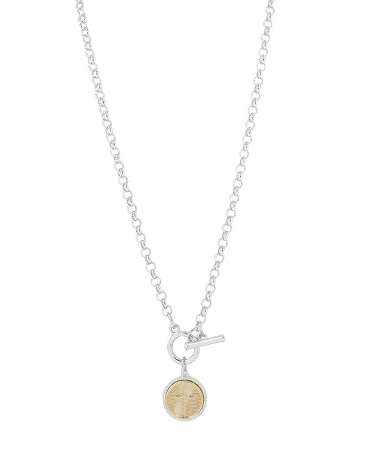 Cross Coin Pendant Toggle Necklace