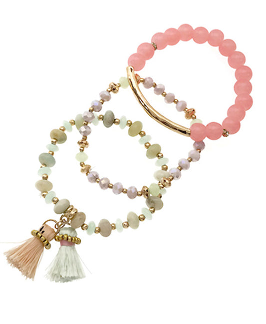 Stone & Stud w/ Tassel Bracelet