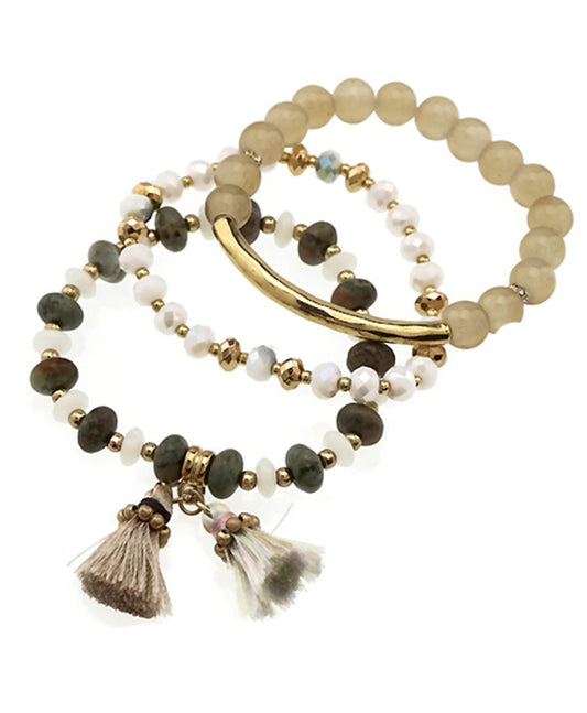 Stone & Stud w/ Tassel Bracelet