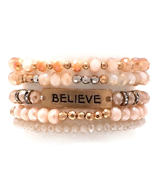 BELIEVE 5 Layered Stone & Glass Bracelet