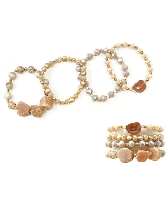 Stone & Glass Beaded Stackable Bracelet