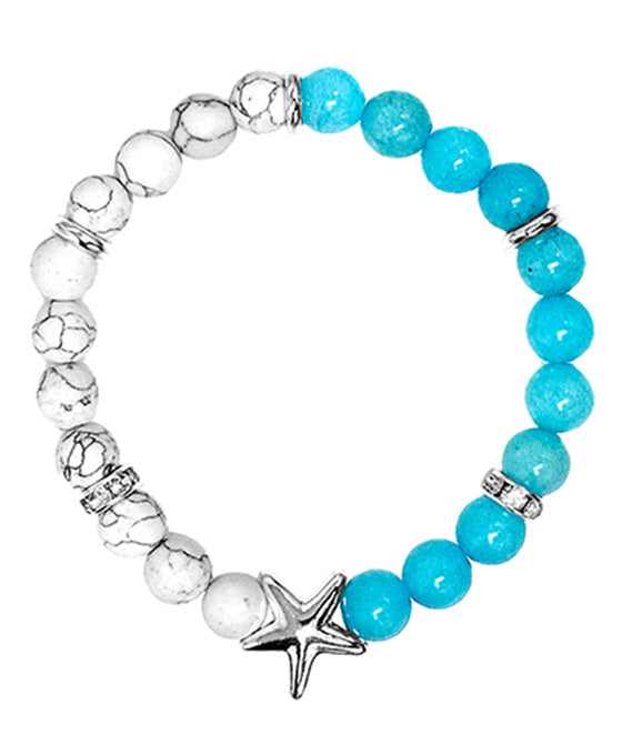 Starfish White Howlite Glass Stone Bracelet