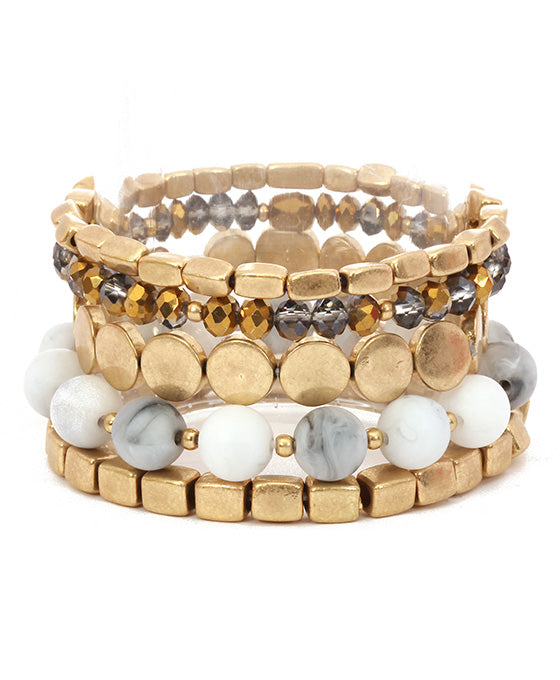 Metal & Acrylic Multi Elastic Bracelet
