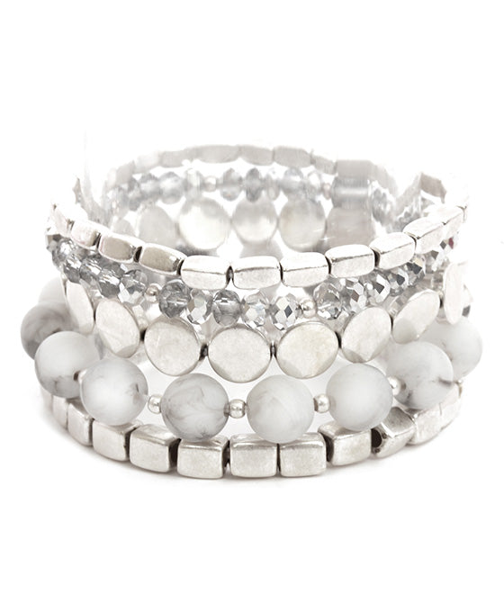 Metal & Acrylic Multi Elastic Bracelet
