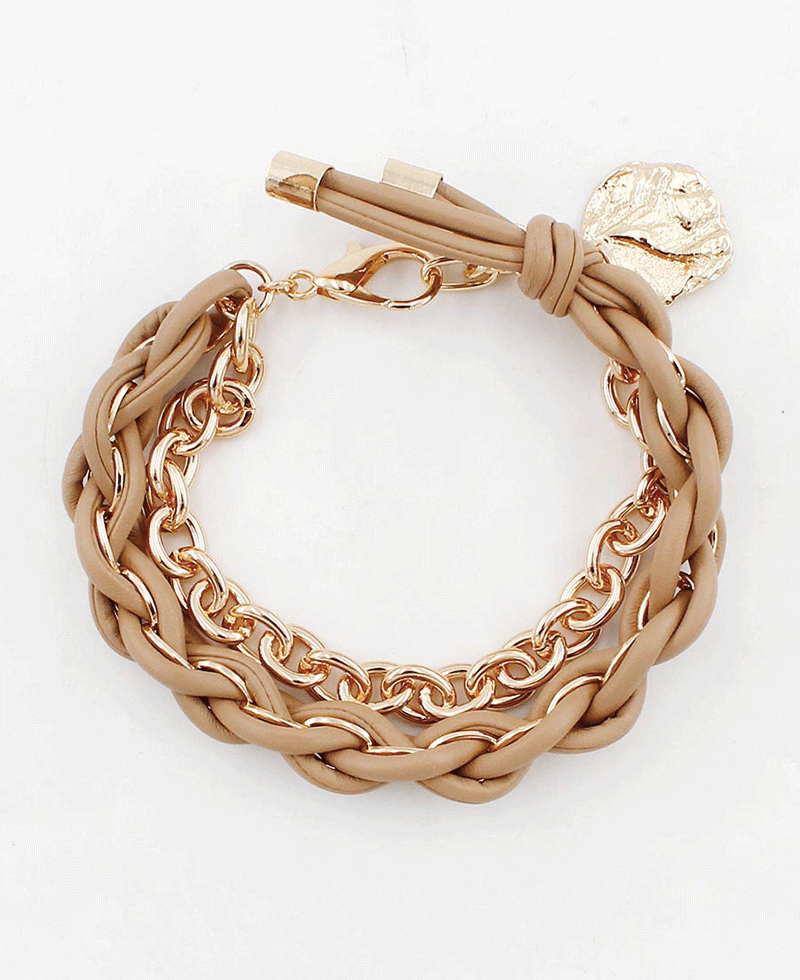Layered Leather & Chain Bracelet
