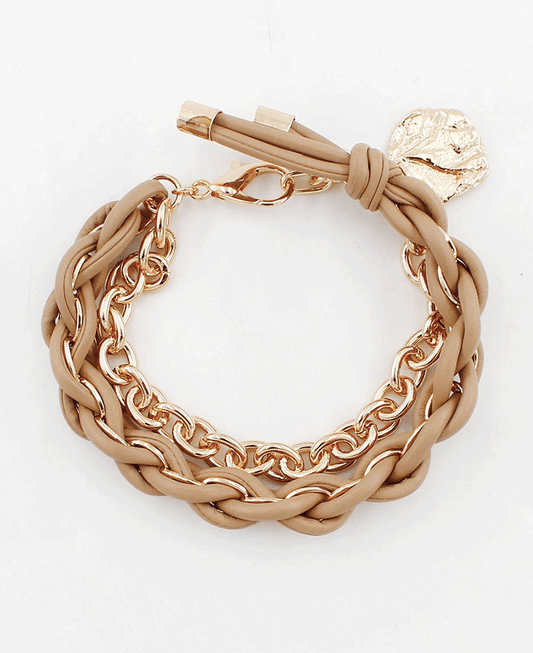 Layered Leather & Chain Bracelet