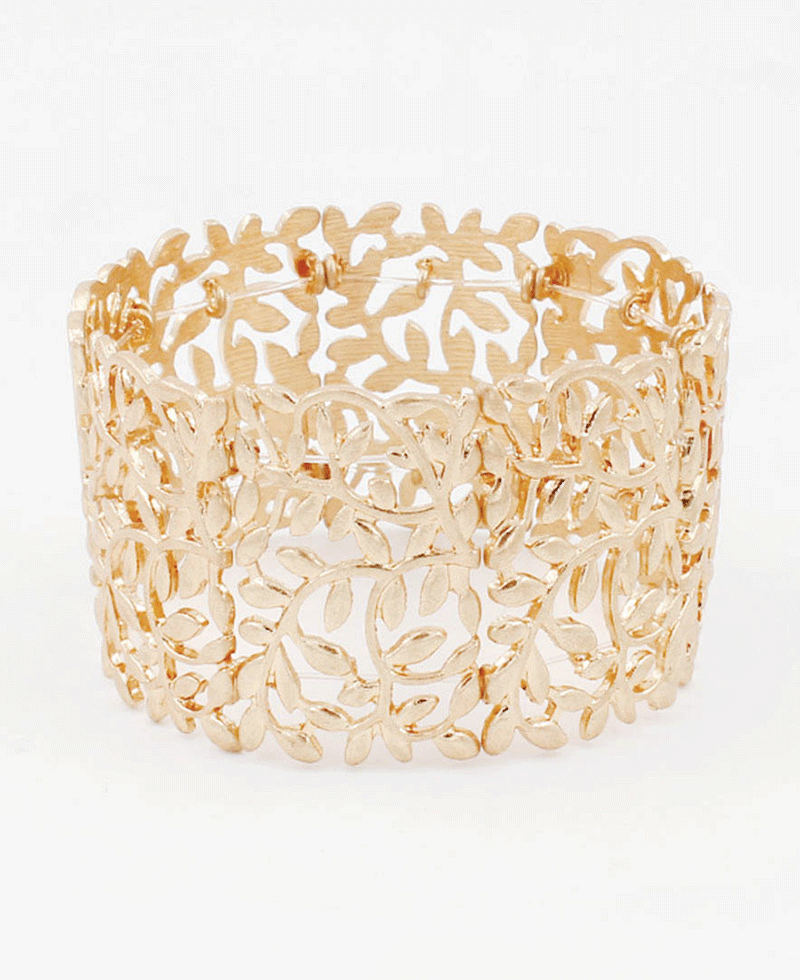 Cutout Leaf Cuff Bracelet