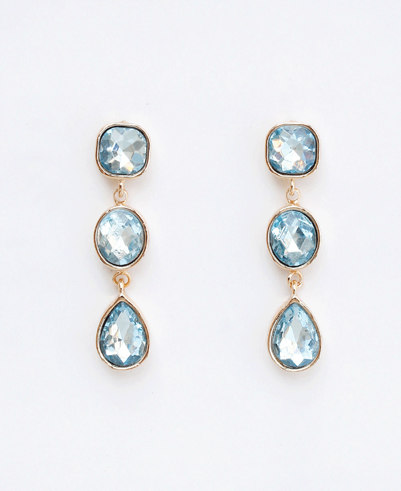 Triple Stone Drop Earring