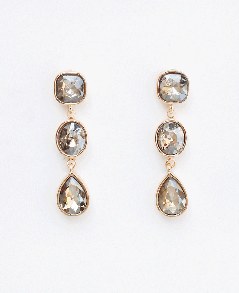 Triple Stone Drop Earring