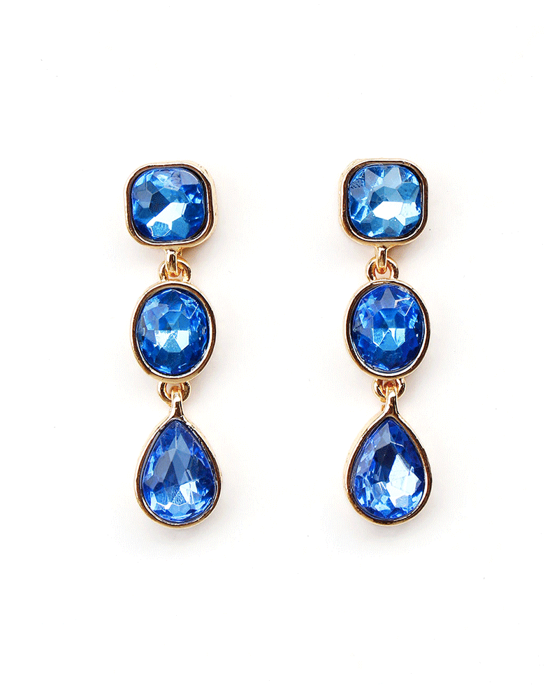 Triple Stone Drop Earring