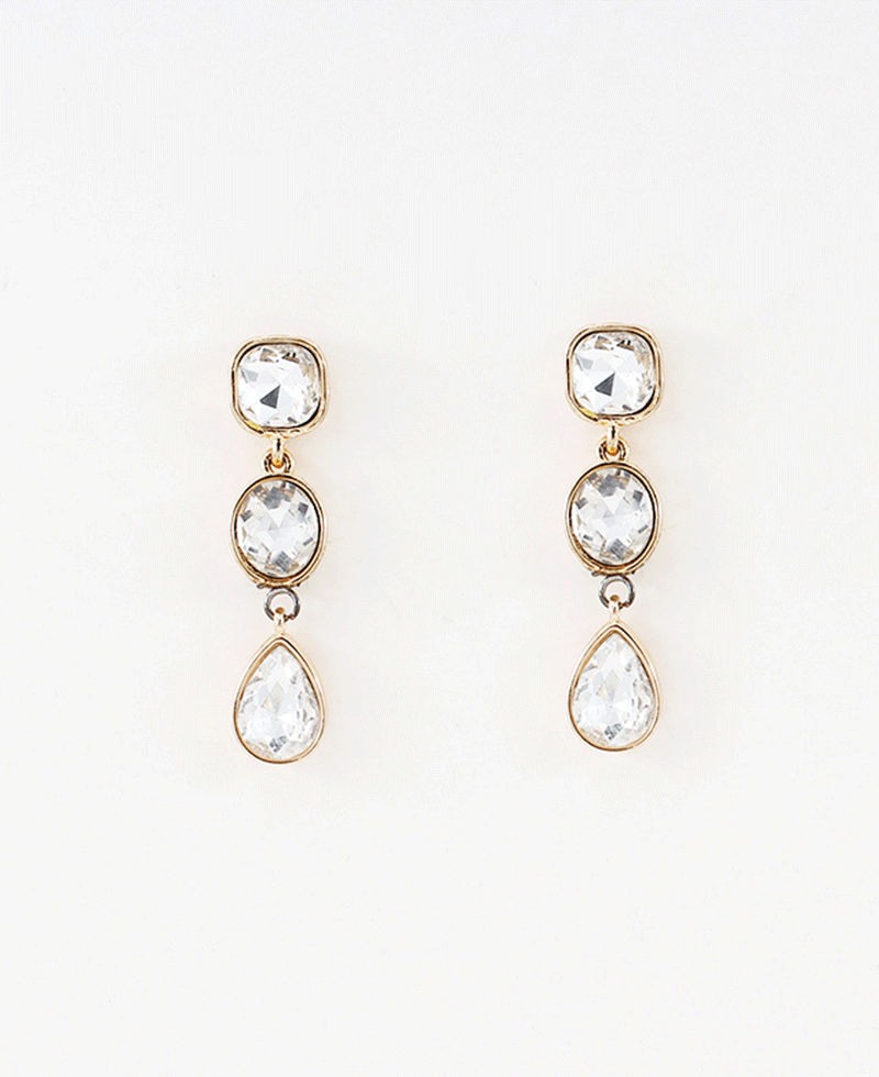 Triple Stone Drop Earring