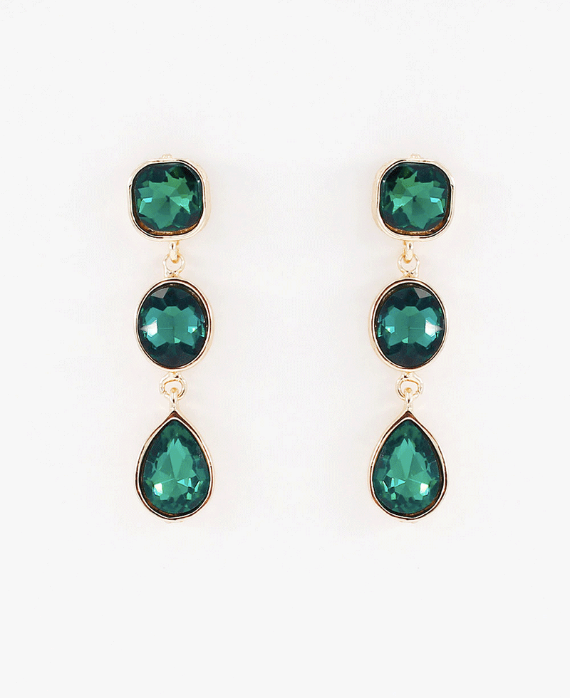 Triple Stone Drop Earring