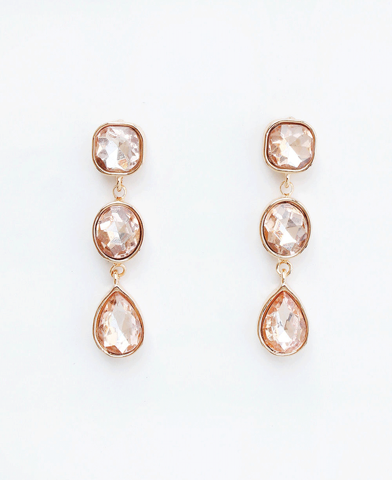 Triple Stone Drop Earring