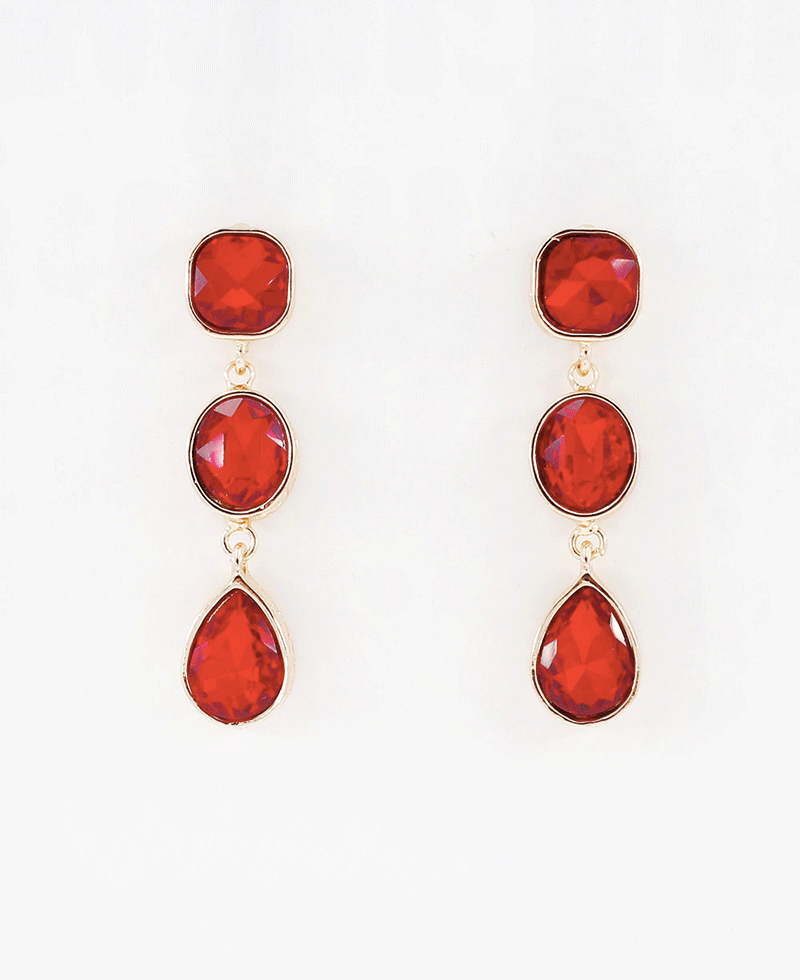 Triple Stone Drop Earring
