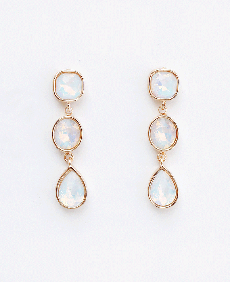 Triple Stone Drop Earring