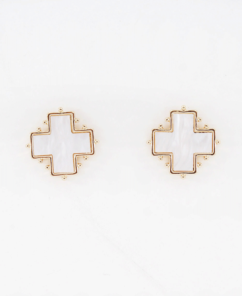 Ball Point Shell Cross Earring