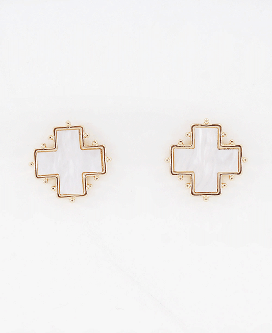 Ball Point Shell Cross Earring