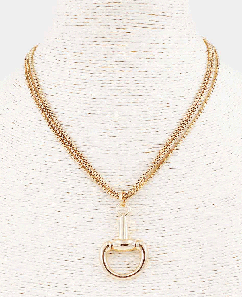 Horsebit Pendant Mesh Chain Necklace