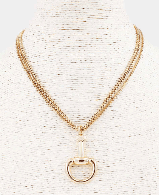 Horsebit Pendant Mesh Chain Necklace